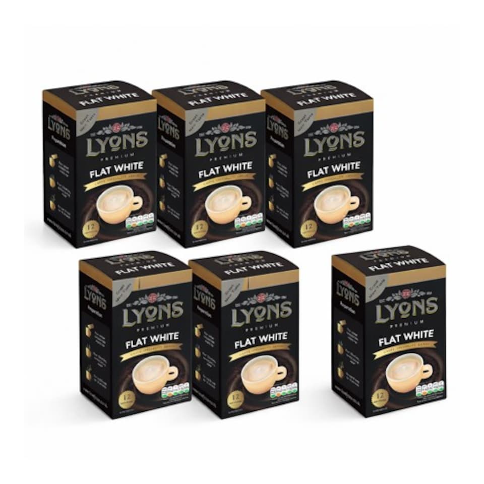 image 1 of Lyons Premium Flat White Instant Coffee 12 Sachets | Brown | Premium Flat White | 6