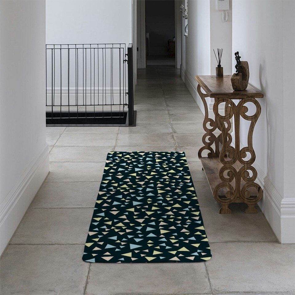 image 1 of Yellow & Blue Triangles (Runner Rug) Multi