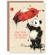 image 1 of Red Umbrella Autumn Kids Bear Panda Get Well Her Card