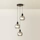 image 4 of ValueLights Bellamy Smoked Glass 3 Drop Cluster Black Pendant Light & Bulbs | Black