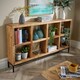 image 4 of Open Wide Bookcase Solid Wooden Mango Frame Iron Home Office Furniture Storage Brown