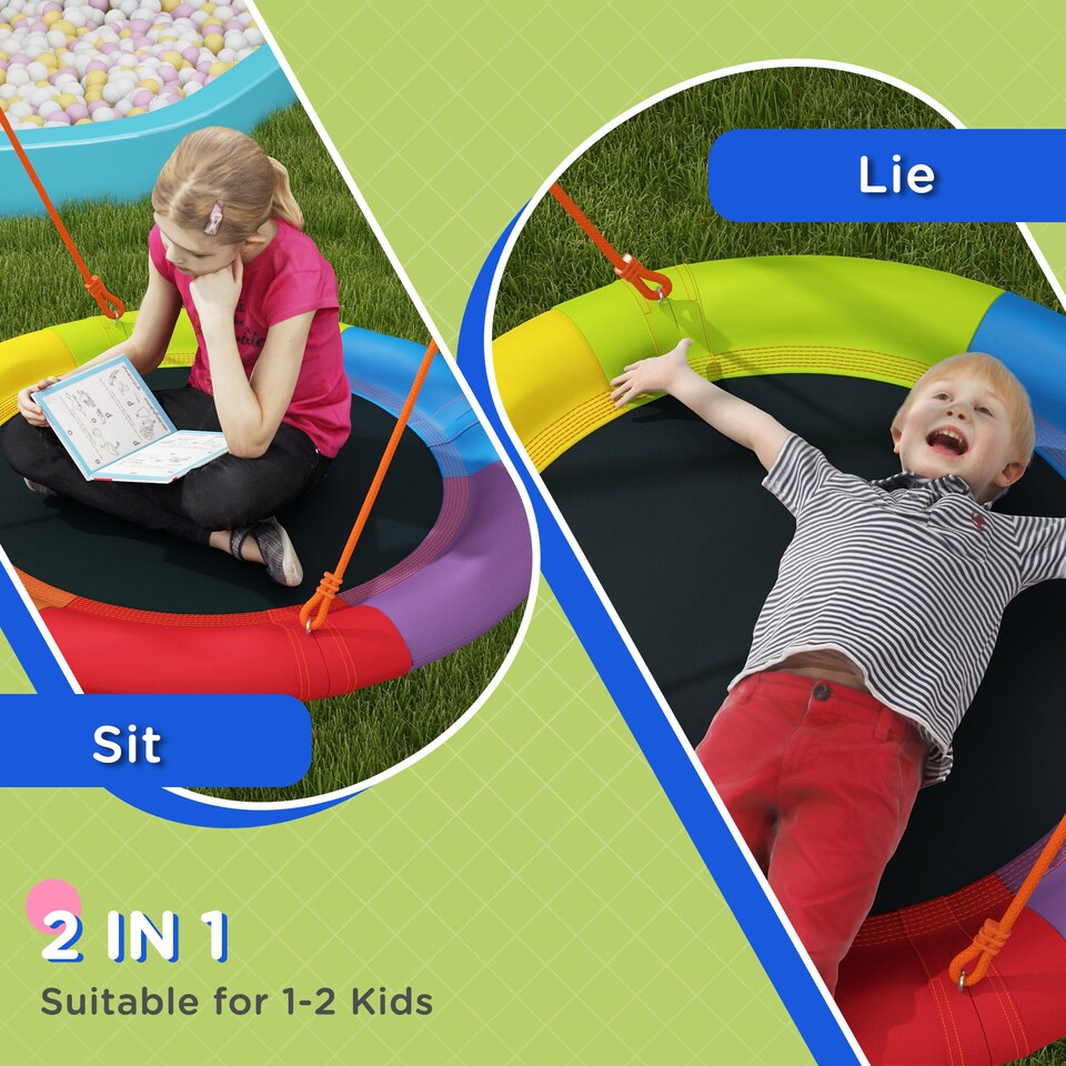 image 1 of Outsunny Kids Swing Nest Swing Seat with A-Frame Structure for Outdoor Use