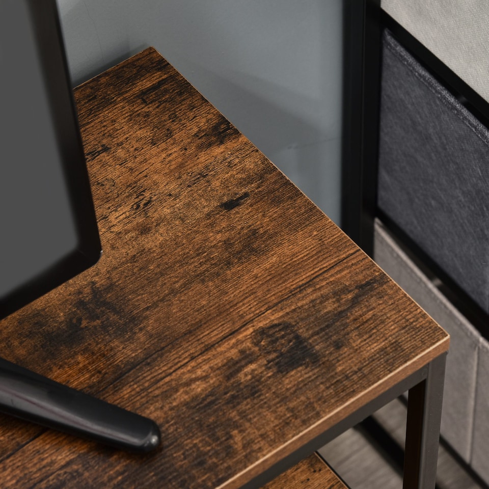 image 1 of HOMCOM TV Stand Cabinet up to 47-inch, TV Unit with 2 Foldable Linen Drawers, Open Shelf for Living Room, Bedroom, Entertainment Room, Rustic Brown