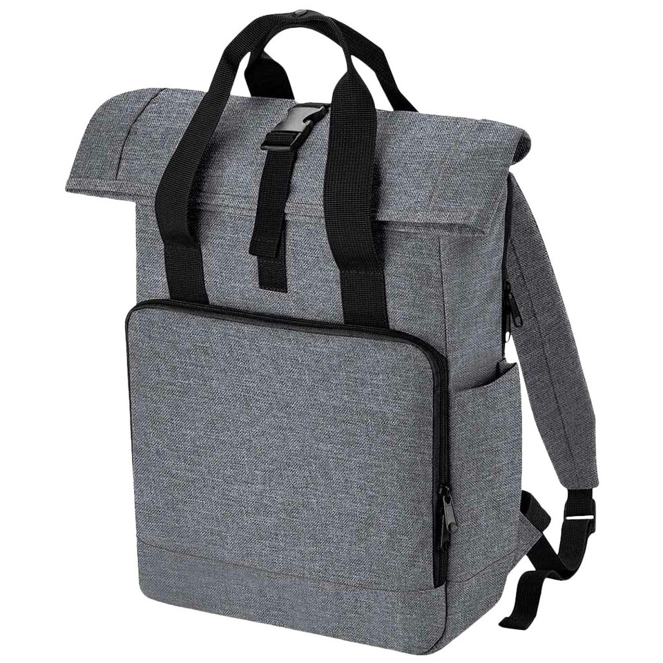image 1 of Bagbase Roll Top Recycled Twin Handle Laptop Backpack - Grey Marl - One Size