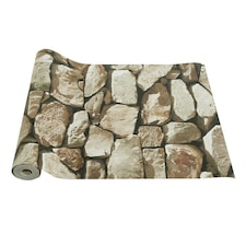 Living and Home Rustic Stone Brick Textured PVC Wallpaper | Multi