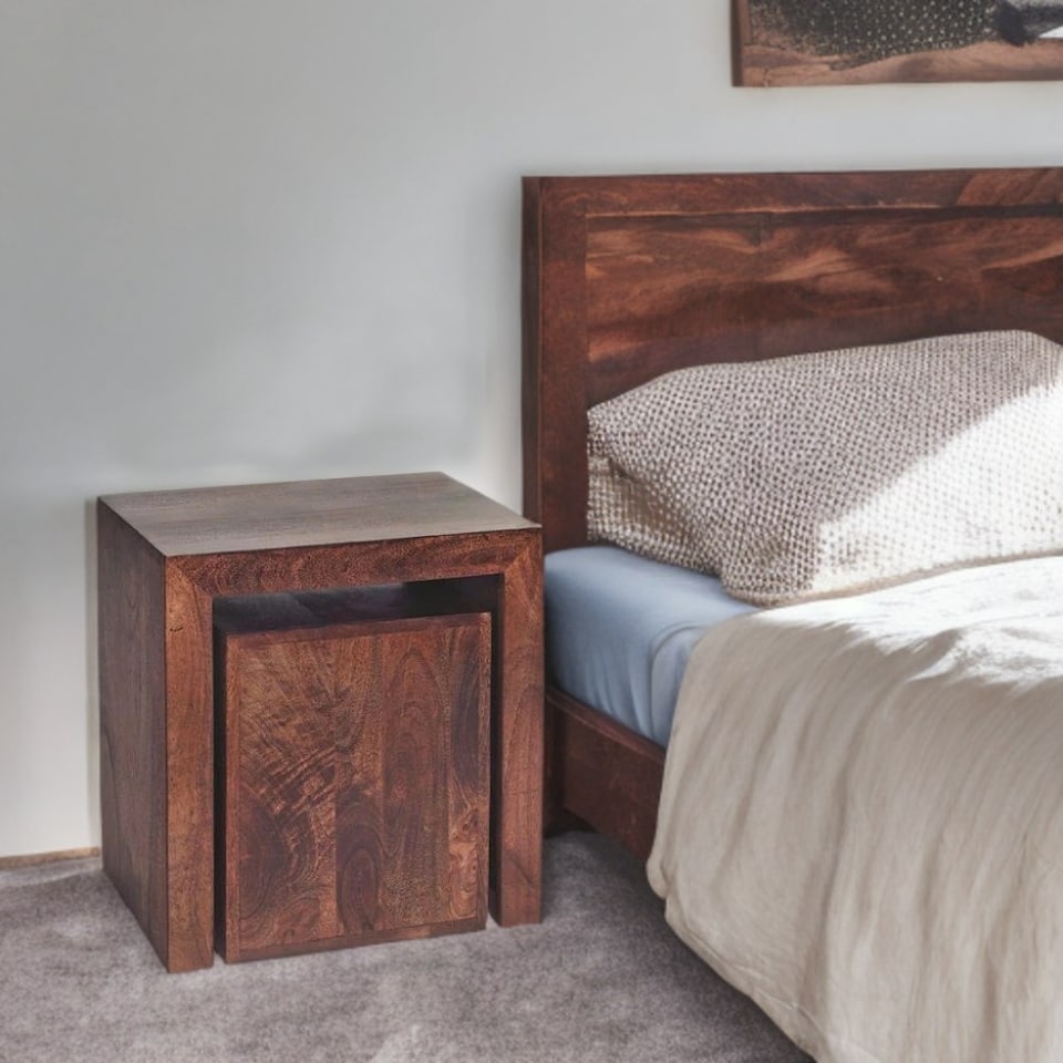 image 1 of Maxen Mango Cubed Nest of 2 Tables Brown