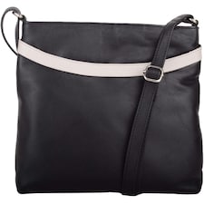 Smart Genuine Leather Cross Body / Shoulder Bag Multi Black | Black/White