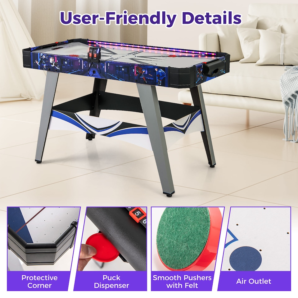 image 1 of COSTWAY Air Hockey Game Table Powered Hockey Game Table w/ 2 Pushers