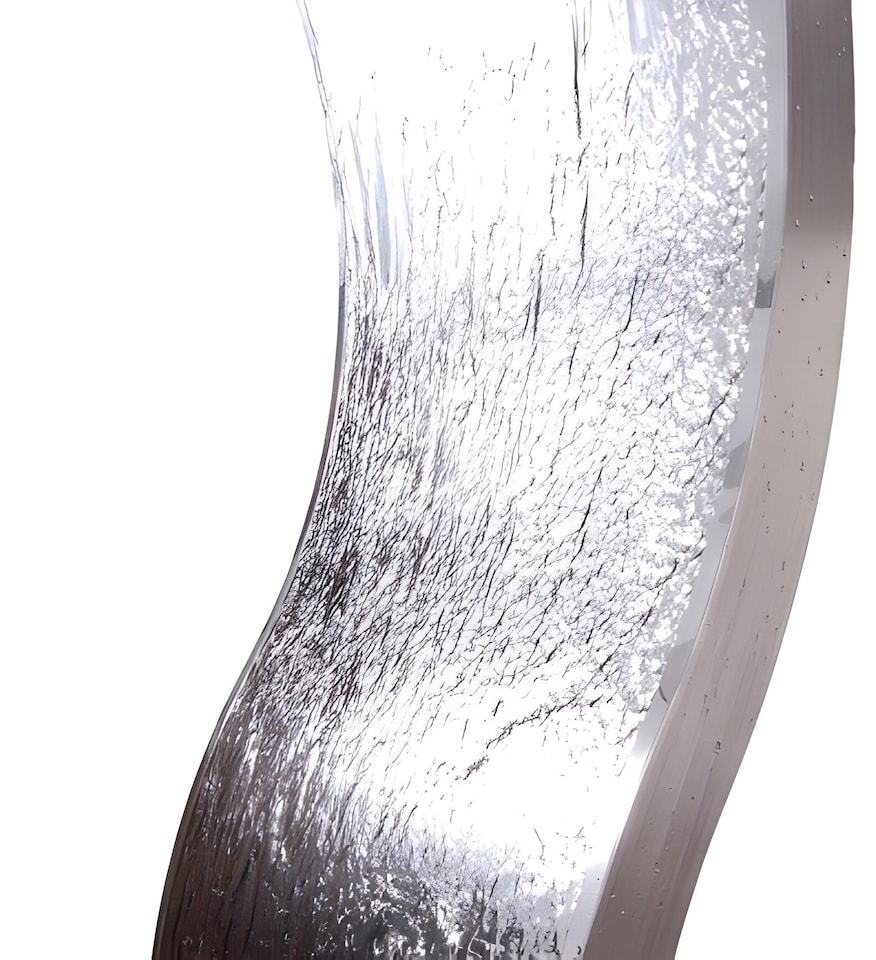 image 1 of Double-Sided Curved Stainless Steel Water Wall with Stainless Steel Reservoir Indoor Outdoor H130cm