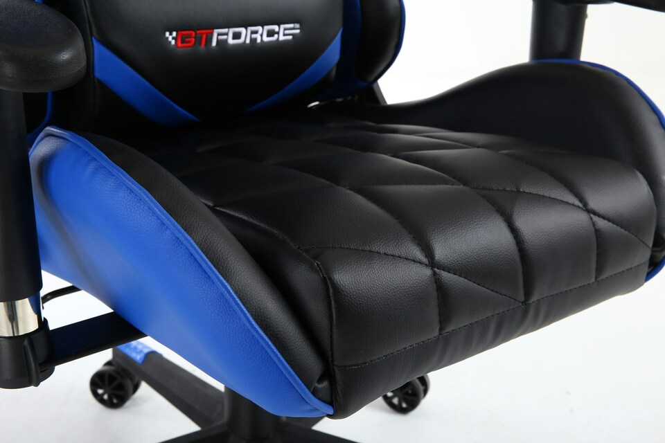 image 1 of Pro GT Reclining Sports Racing Office Desk Faux Leather Gaming Chair (Blue)