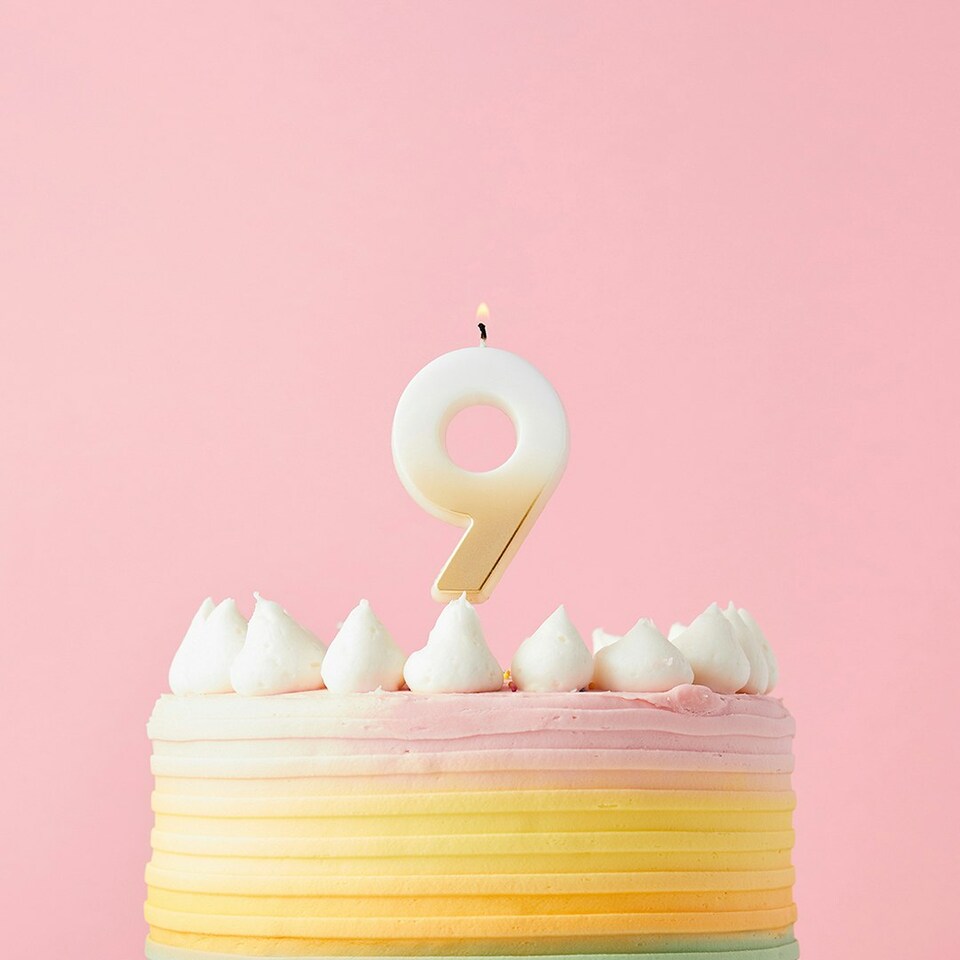 image 1 of Gold Ombre Number '9' Celebration Candle