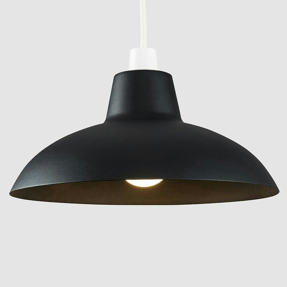 image 1 of ValueLights Civic Metro Black Ceiling Pendant Shade and B22 GLS LED 10W Warm White 3000K Bulb