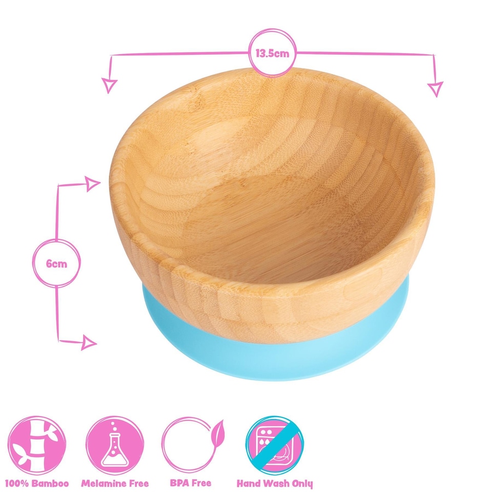 image 1 of Tiny Dining Bamboo Suction Bowl - Navy Blue | Blue | Navy Blue