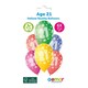 image 2 of Assorted Colour Cosmic Stars Age 21 Latex Balloons 33cm / 13 in - Pack of 6