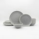 image 1 of Reactive Grey Glaze Dinner Set Nordic Pebble Plates & Bowls 18pc Set