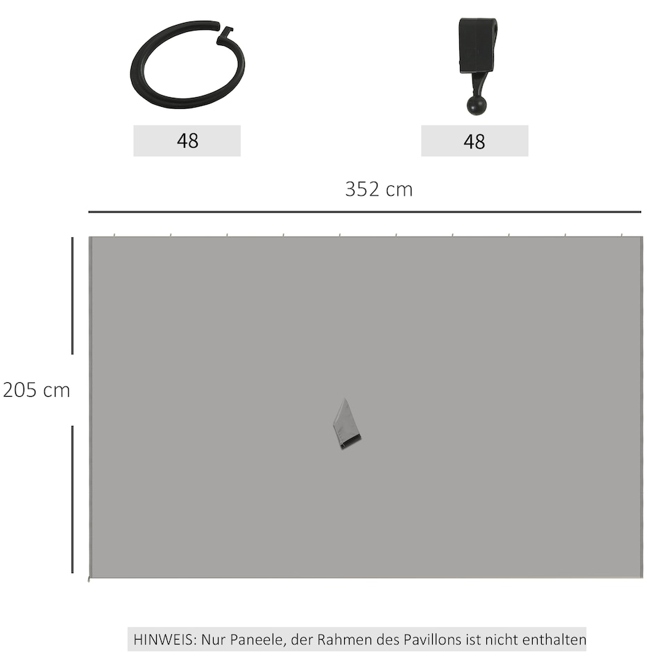 image 1 of Outsunny 4 Pack Replacement Gazebo Curtains Privacy Panel for Most 3 x 4m Gazebo Canopy Pavillion Outdoor Shelter Sidewalls Accessories Light Grey | Grey