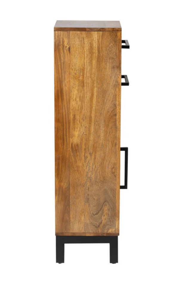 image 1 of Parquet 1 Door 2 Drawer Cabinet - Mango Wood/Iron - L30 x W30 x H110 cm - PP Finish