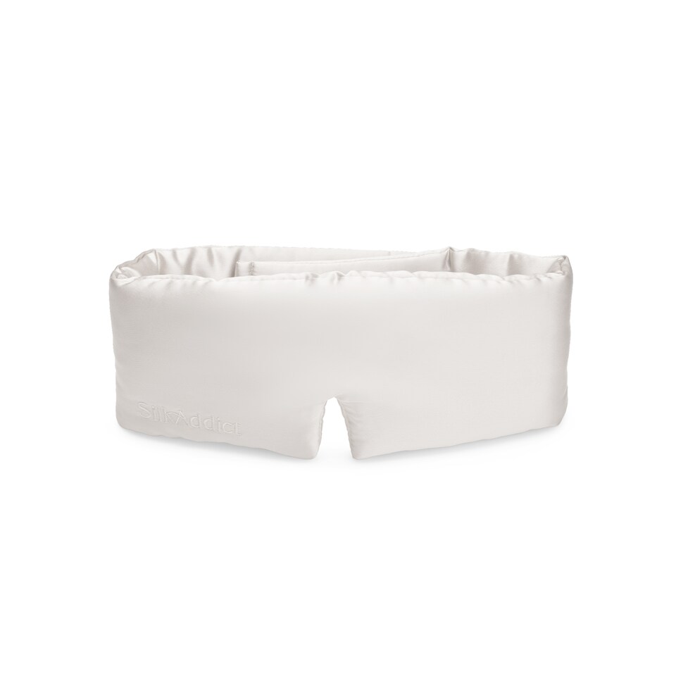 image 1 of Silk Addict 100% Mulberry Silk Sleep Mask – Ivory | White | 1