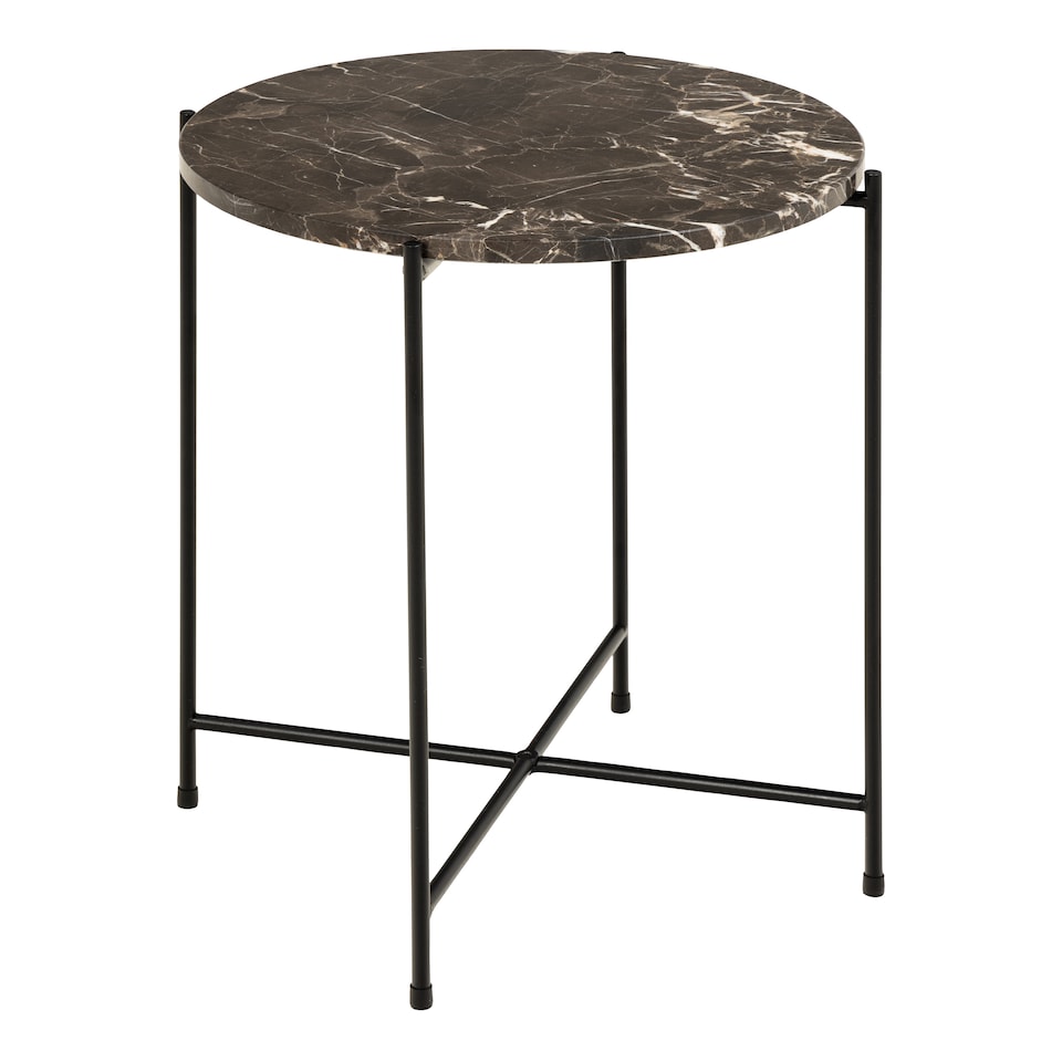 image 1 of Avila Side Table with Brown Marble Top 42x45cm