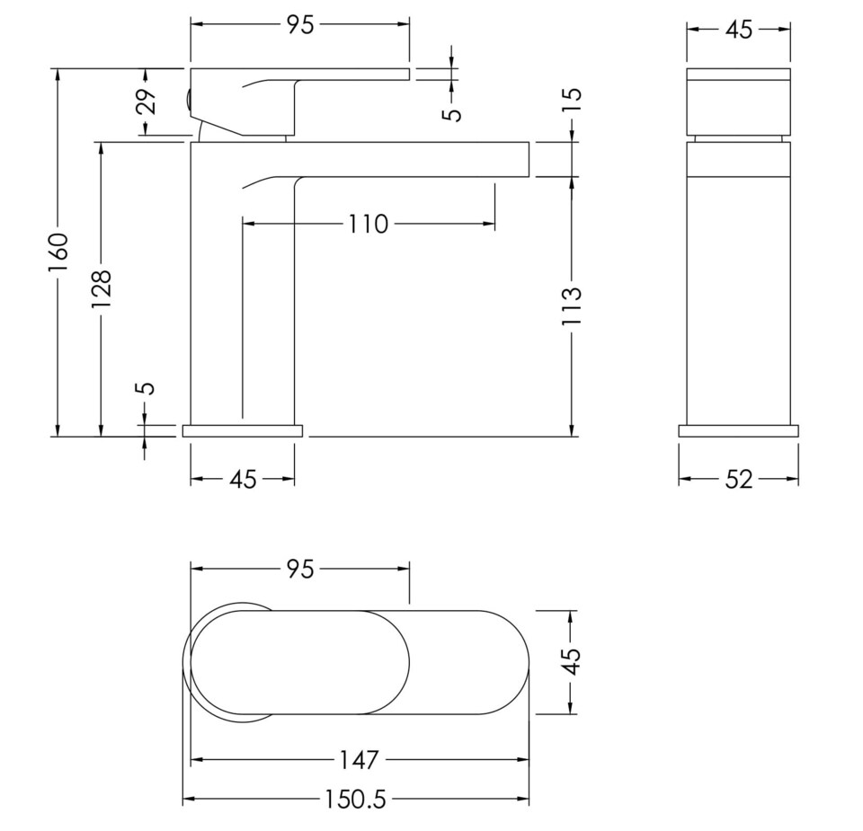 image 1 of Current Round Mono Basin Mixer Tap, Push Button Waste - Brushed Pewter | Silver | Brushed Pewter | 1