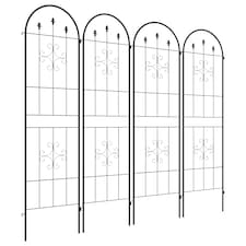 Outsunny Set of 4 Metal Trellis for Climbing Plants, Arrow Design | Black | Black | 50W x 180Hcm