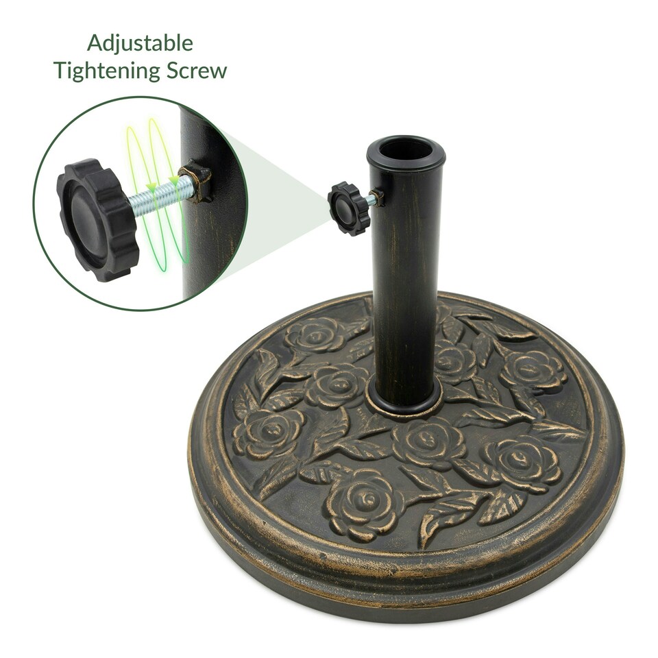 image 1 of GardenKraft 16860 Heavy Duty Resin Rose Style Parasol Base Bronze
