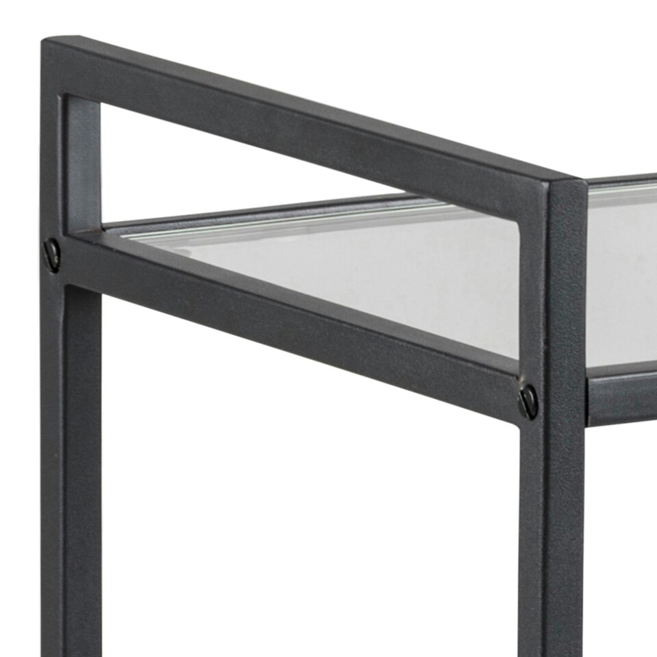 image 1 of Seaford Black Metal Serving Trolley with Glass Top