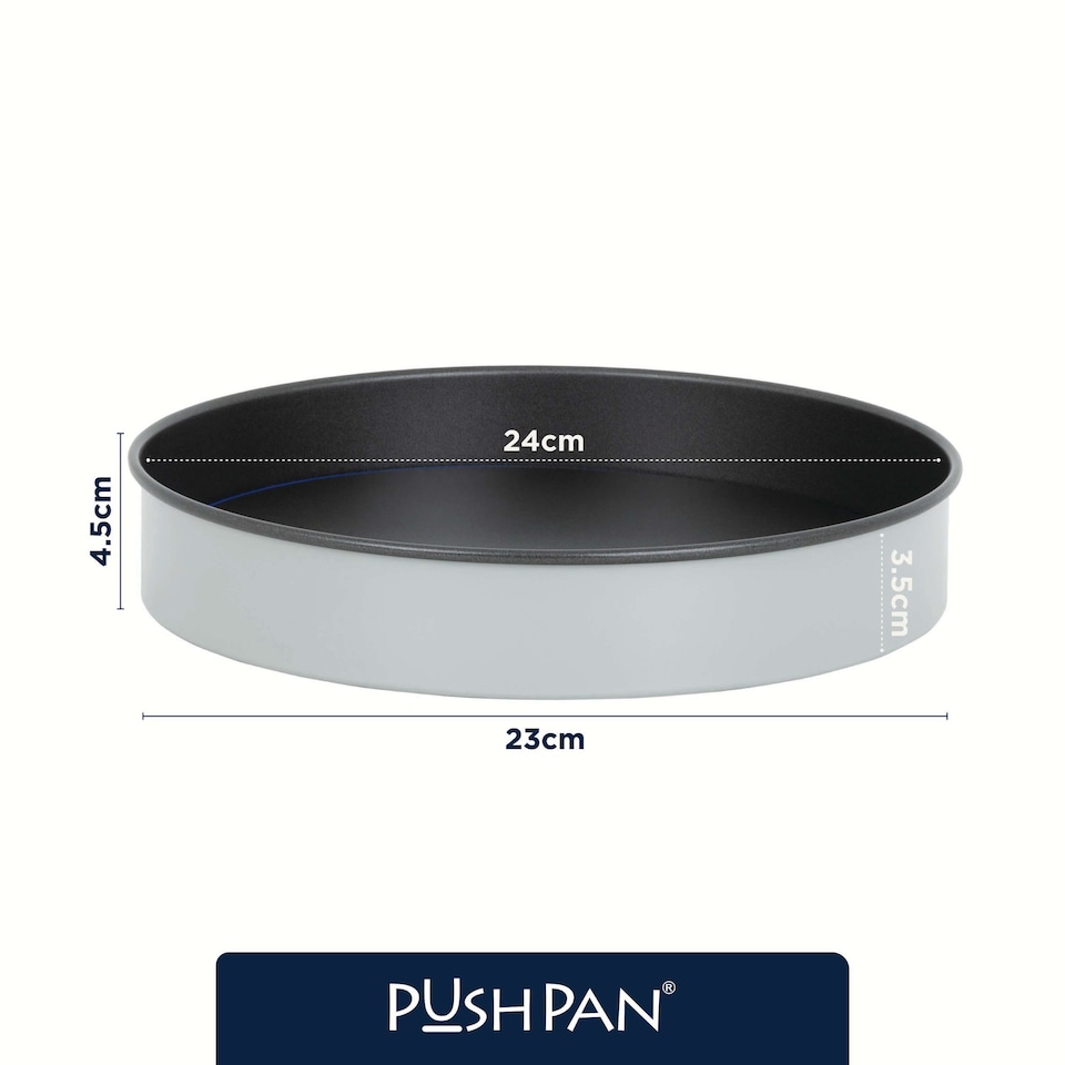 image 1 of PushPan Set of 2 x 9 Inch Shallow Cake Tins Grey/Pewter