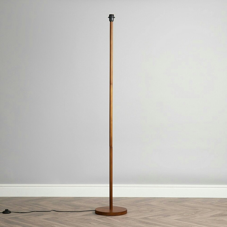 image 1 of ValueLights Modern Dark Wood Floor Lamp Base | Brown