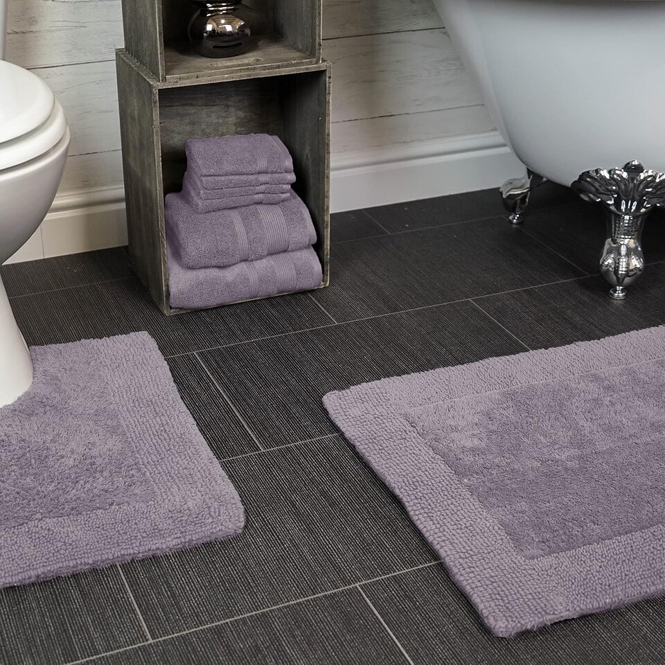 image 1 of Heavyweight Reversible Pedestal Toilet Mat - Lilac