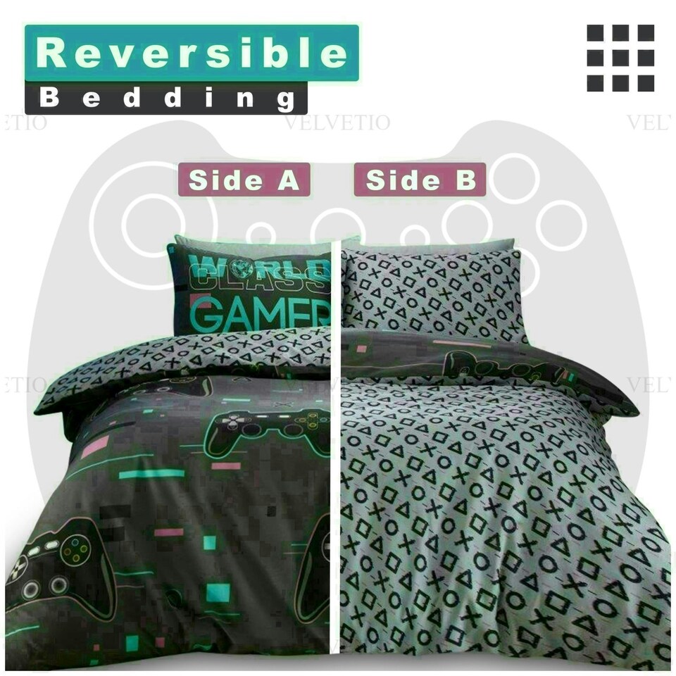 image 1 of World Class Gamer Printed Duvet Cover Set Reversible Polycotton Beddings Multi | Single