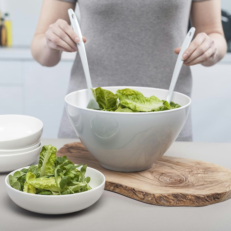 image 1 of Zeal Melamine Salad Bowl & Salad Servers Set, Duck Egg Blue Blue | Duck Egg Blue