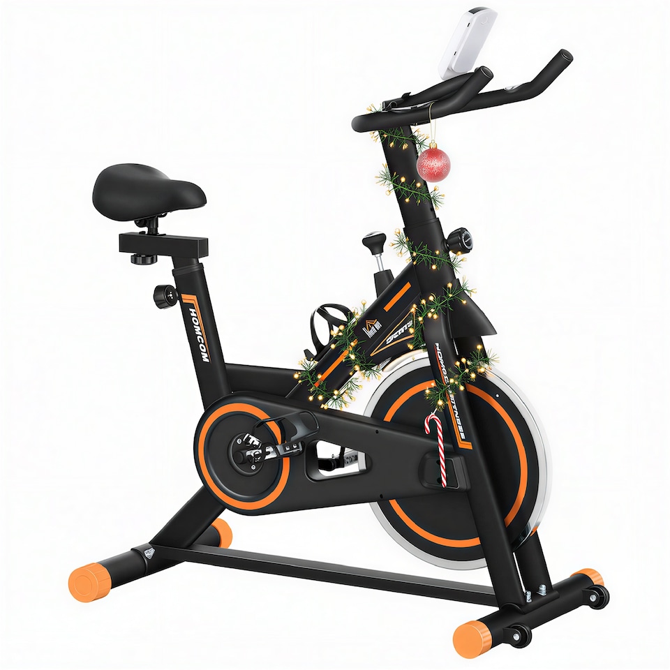 image 1 of HOMCOM Exercise Bike Indoor Cycling with LCD Display, Heart Rate Sensor