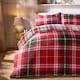 image 1 of OHS Traditional Christmas Check Brushed Cotton Duvet Cover Set | Red | Double