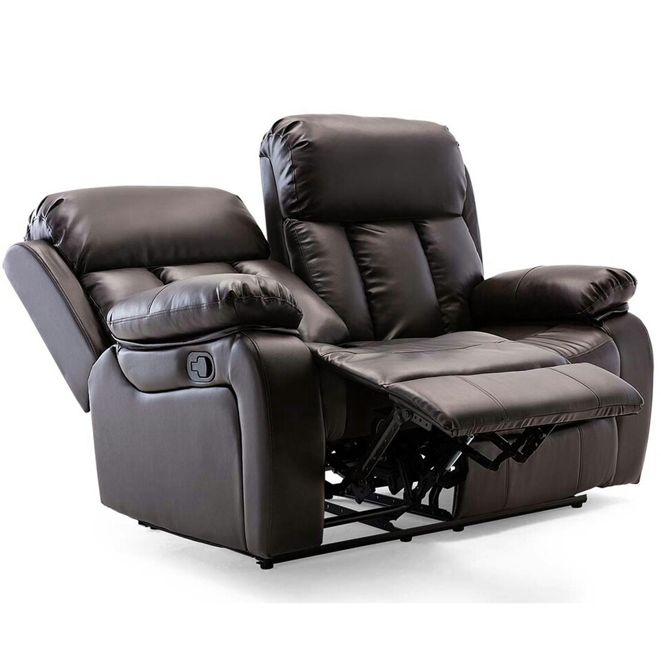 image 1 of Chester 2 Seater Manual High Back Bonded Leather Recliner Sofa (Brown)