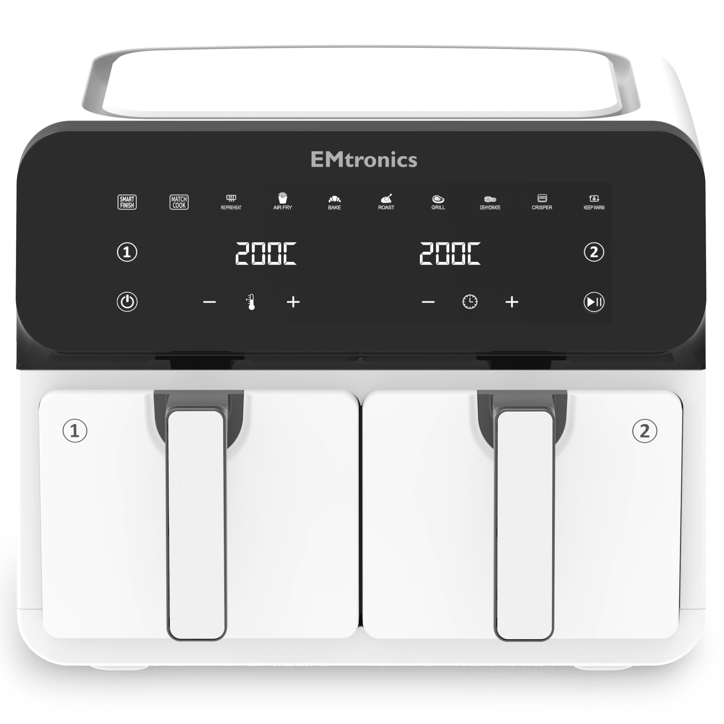 EMtronics 8L Double Basket Air Fryer - White