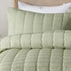 image 2 of Serene Crinkle Wave Duvet Cover Set Green