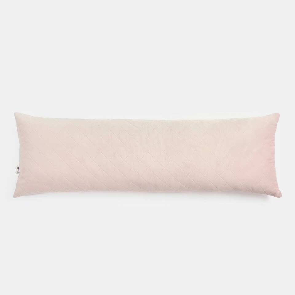 image 1 of OHS Matte Velvet Pinsonic Long Body Pregnancy Soft Plush Cosy Body Bolster Pillow Cushion Pink | Blush Pink | 45 x 135cm