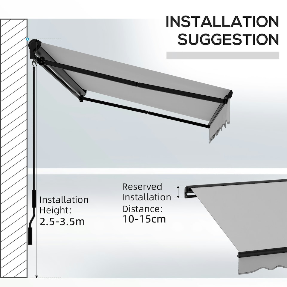 image 1 of Outsunny 3 x 2m Electric Retractable Awning, Aluminium Frame, Light Grey