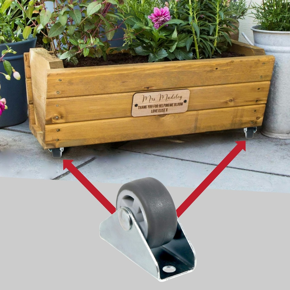 image 1 of SPARES2GO Castor Wheel Trolley Wheels Caster 32mm 1'' Mini + Screws Rubber Fixed x 4