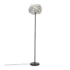 ValueLights Hudson Black Floor Lamp Black Tortoise Shell Shade | Black