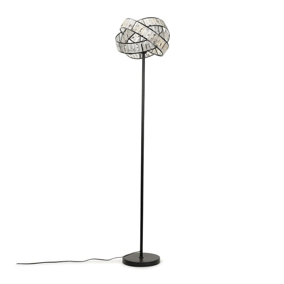 image 1 of ValueLights Hudson Black Floor Lamp Black Tortoise Shell Shade | Black
