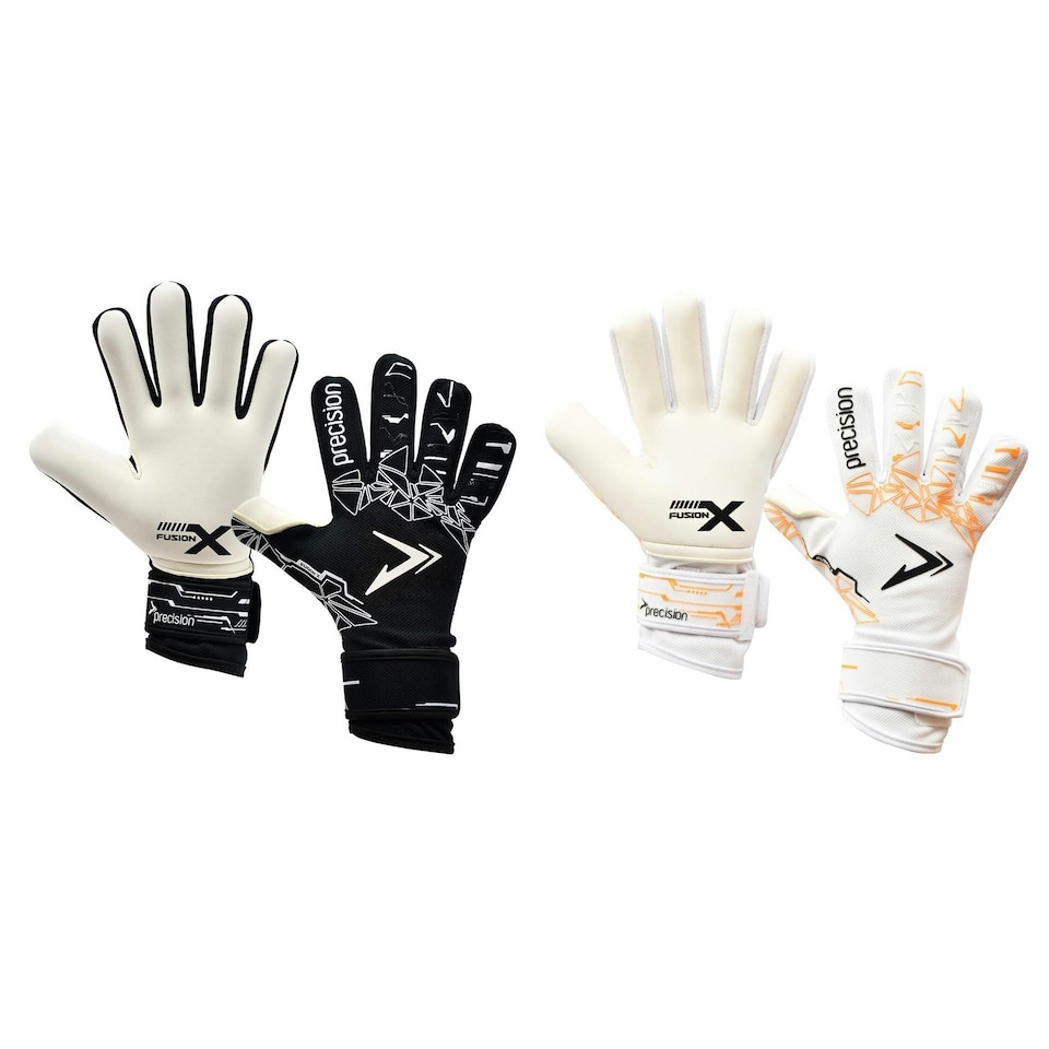 Precision Childrens/Kids Fusion X Pro Lite Giga Goalkeeper Gloves - White/Fluorescent Orange - 6