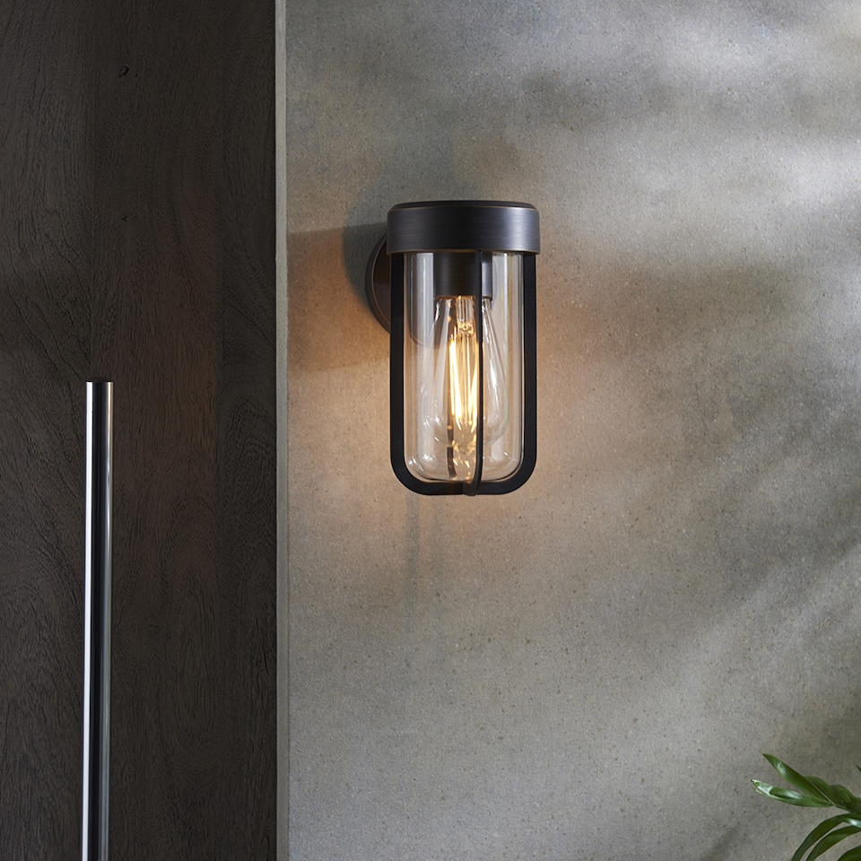 image 1 of Benevento Outdoor Wall Lamp Brushed Bronze Finish & Clear Glass IP44