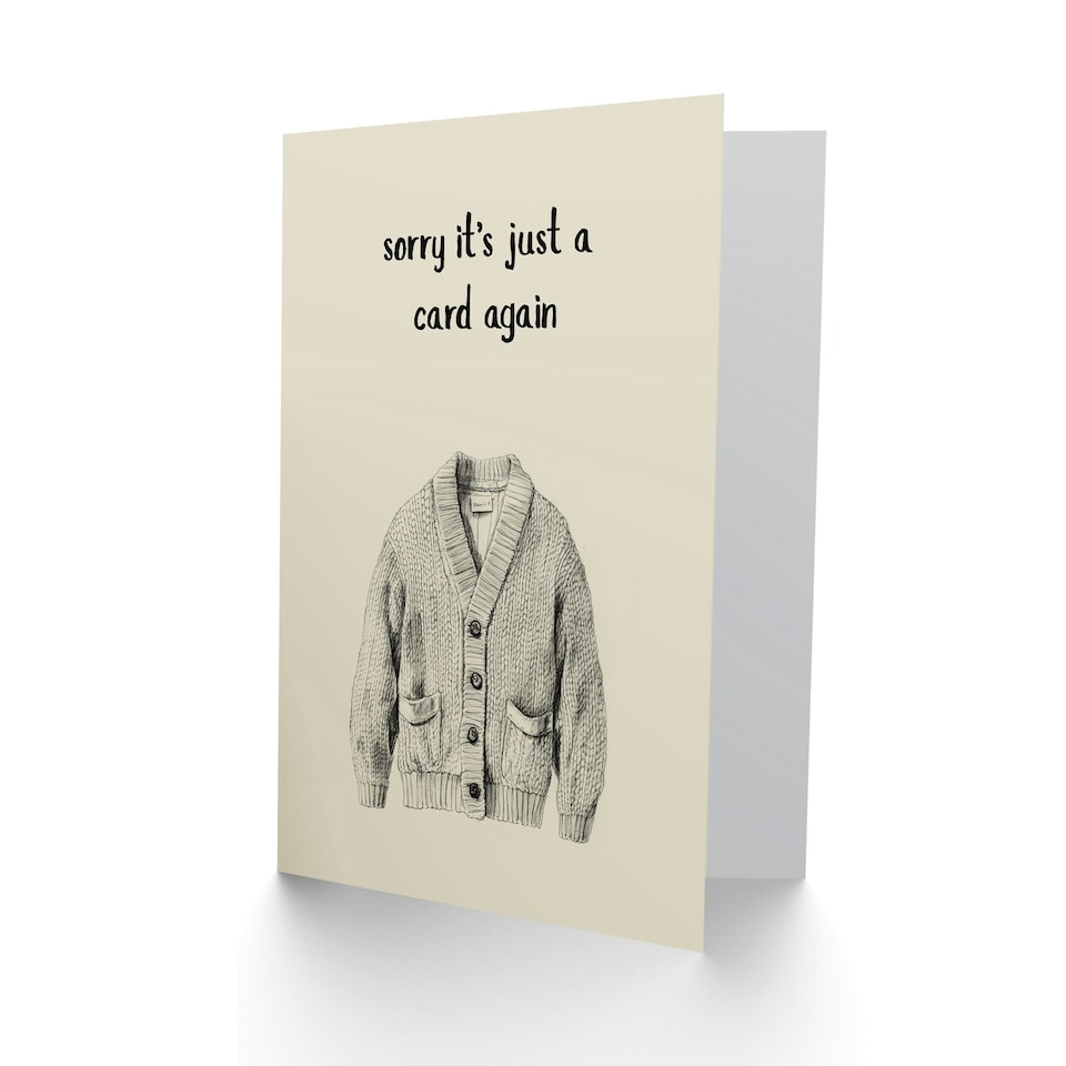 image 1 of Sorry Just Card Again Funny Cardigan Pun Birthday Card