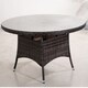 image 7 of Direct Wicker Outdoor 4 Person Rattan Round Dining Table, Aluminum Frame with Tempered Glass Top, Umbrella Hole | Brown