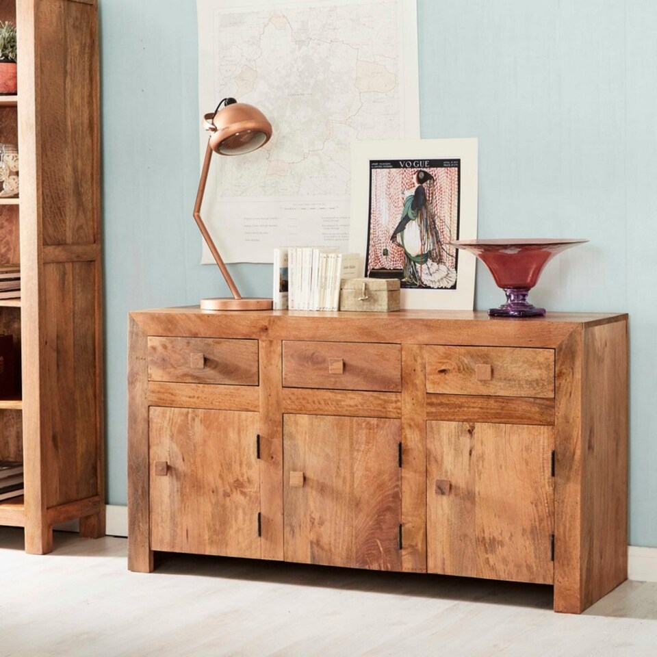 image 1 of Toko Light Mango Large Sideboard - Solid Mango Wood - L45 x W135 x H75 cm | Brown