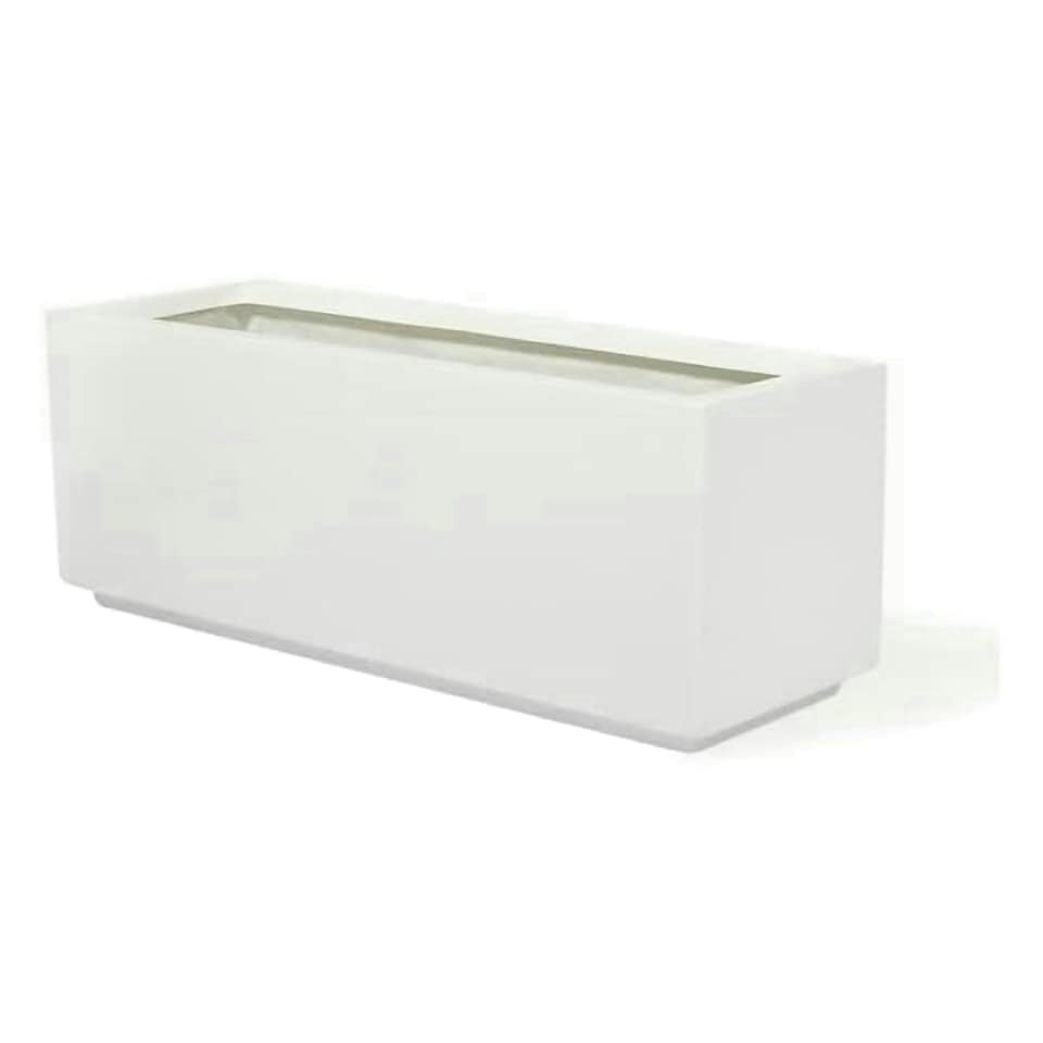 image 1 of Primrose White Gloss Fibreglass Garden Indoor Outdoor Trough Planter 120cm
