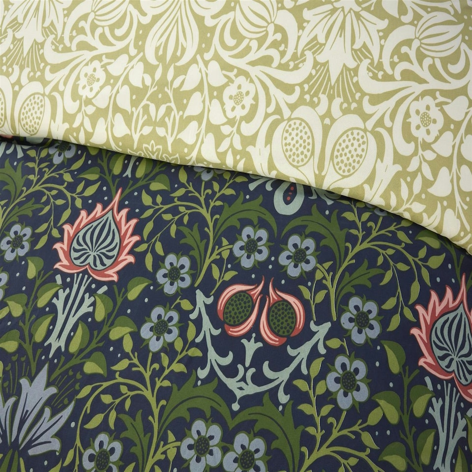image 1 of Heritage Flora Duvet Cover Set Navy Blue | Single