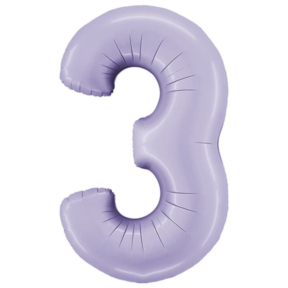 image 1 of Satin Lilac Number 3 Giant Foil Helium Balloon 102cm / 40 in